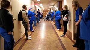 ICYMI: A Waunakee couple,Cheryl and Jeff Poole, were discharged together this week after they both beat COVID-19 - and the whole staff at UnityPoint Health - Meriter lined up to say good-bye! (Thanks to UnityPoint Health - Meriter for sharing this moment) | WMTV 15 News
