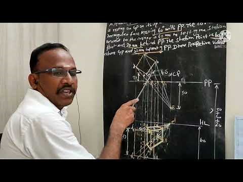 Perspective projection of Square Prism by visual ray method using Top view and Front view