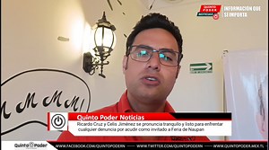 Ricardo Cruz Y Celis Jiménez, candidato a Diputado Federal por el Distrito 01 de la Coalición Fuerza y Corazón por México, asegura no estar preocupado luego de que trascendiera una posible denuncia de parte de su contrincante de Morena por haber acudido como invitado a la Feria de Naupan . Esto nos comentó. 👇 #QuintoPoderNoticias | Quinto Poder Noticias