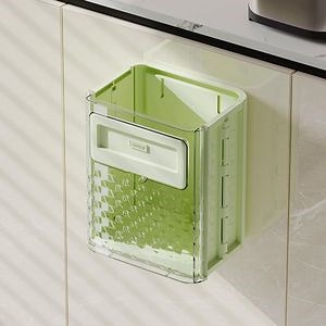 [Hot Item] Wall Mounted Kitchen Trash Can Foldable Plastic Garbage Container Waste Bin