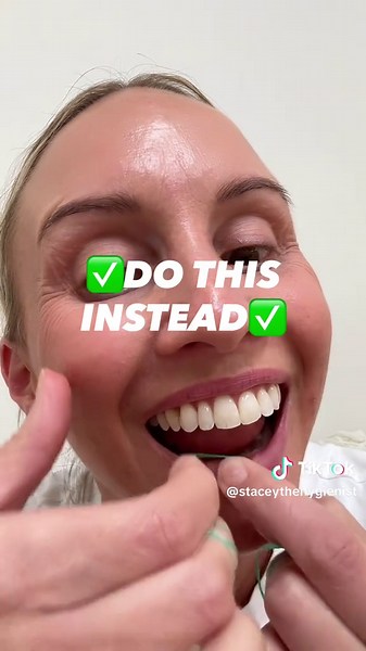Dont move your floss straight up into the gum. Instead pull it to the side and wipe the side of your teeth going between the gum and tooth 👏🏼 Your dental hygienist will love you for it! #flossing #dentalhygienist #gumhealth #oralhealth