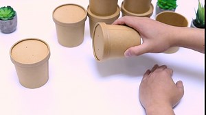 30 Pack 12oz Kraft Paper Cups with Lids, Microwavable Soup Containers with Lids Paper Soup Bowls Disposable Take Out Food Containers To-Go Containers Ice Cream Cups for Restaurants, Delis, Cafes
