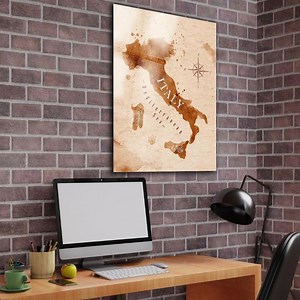 Italy Map Stanied Glass Art, Vintage Italy Map Tempered Glass Wall Art, Italy Map Framed Stained Glass, Map Wall Decor, Italy Map Wall Art - Etsy