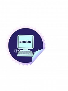 horizontally vibrating animation of computer error illustration circular peeling sticker