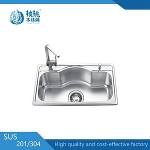 [Hot Item] Walnut 8748 Big Single Bowl with Faucet Kitchen Stainless Steel Sink Undermount SUS304/201 Hot Sale Kitchenware Wash Dishes Polished
