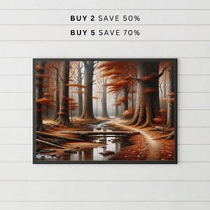 Vintage Herbstwald Poster: Rustikales Ölbild (Digitaler Download) - Etsy.de