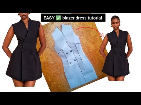 Built-up neckline blazer dress tutorial. Dart manipulation and stitching. Double breasted blazer