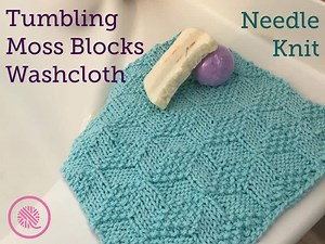 Knit Tumbling Moss Blocks Washcloth Pattern with Chart and Video