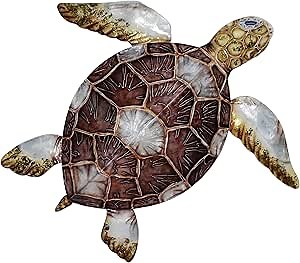 Eangee Sea Turtle 24" Wide Brown Capiz Shell Wall Decor