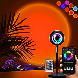 Sunset Lamp Projector Smart Sunset Projection Lamp Vlog Rainbow Night Light Color Changing APP Control Music Sync with Remote for Photography Selfie Decor