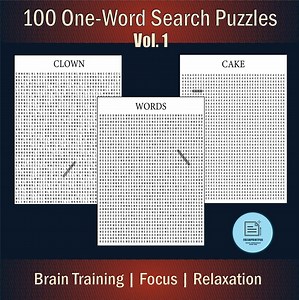 100 One-word Search Puzzles PDF – Printable Puzzle Pack for Adults & Teens – 40x40 Grid, Digital Download   Bonus Number Puzzles - Etsy UK