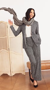 What happens when our knitwear geniuses get their hands on a modern suit silo? The Etched Tweed Knit Suit. A smart wear-to-work look that's as comfy as your favorite lounge-around sweater. #FallSuiting | Nic+Zoe | Facebook