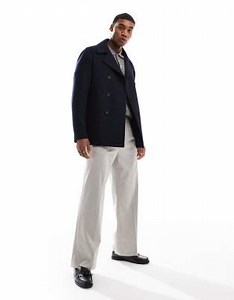 French Connection double breasted coat in navy | ASOS