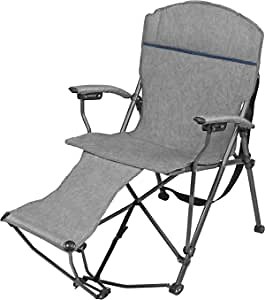 Zenithen Portable Outdoor Folding Chair with Foot Rest, Gray - Perfect for Camping, Outdoor Activities, Sporting Events, and Patio Furniture