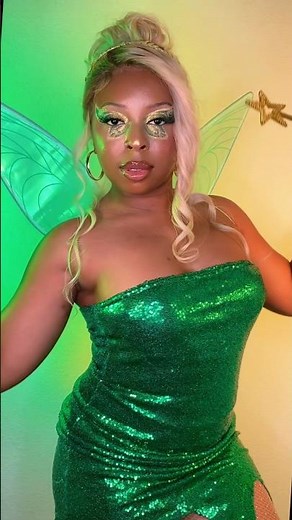 here’s my tinkerbell makeup look 🧚🏾‍♀️✨💚 #tinkerbell #fairymakeup #fairycore #fairyaesthetic
