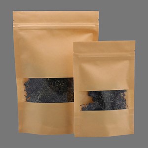 [Hot Item] Stand up Brown White Matte Finished Kraft Paper Window Recyclable Plastic Bag Fast Ship in Stock