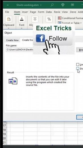 Insert PDF file in Excel