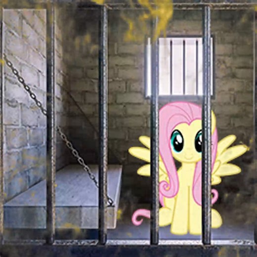 pookiepie.co on Instagram: "FLUTTERSHY IS IN JAIL  #mlp #mlpfim #mylittlepony #friendshipismagic #mylittleponyfriendshipismagic #shitpost #fluttershy #arson #jail #brainrot #lowquality #freefluttershy"