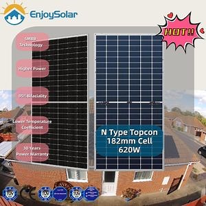 [Hot Item] Enjoy Solar 36V Solar Panels 620W 630W 640W 650W Topcon Bifacial Solar PV Panel with Bifacial Solar Cells