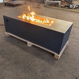 [Hot Item] 60" Powder Coated Steel Gas Fire Pit Rectangular Outdoor Fire Table
