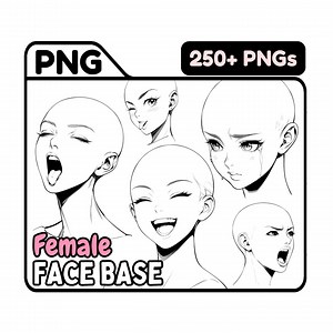 PNG Anime Face Base Girl Woman Female Head Designs Facial Drawing Guides Coloring DIY Expressions Emotions Commercial Adult Manga Webtoon - Etsy