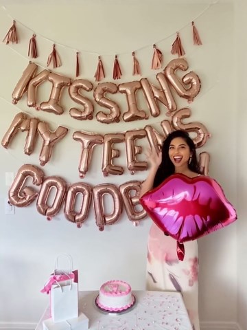 JeVenis Luxury Kissing My Teens Goodbye Balloon 20th Birthday Party Decor | Luxury Kissing My Teens Goodbye Balloon Banner Birthday Party Balloons Twenties Birthday Party Decorations