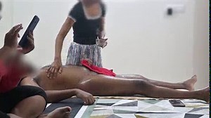 Happy ending spa massage infront of customer lady