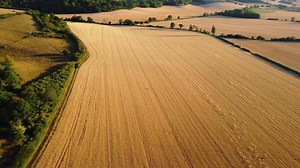 Aerial View of British Countryside at Sharpenhoe Clappers England