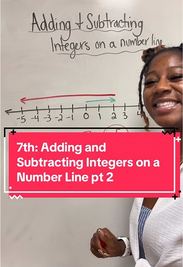 7th: Adding and Subtractint Integers on a Number Line part 2 with Ms. Moore! #add #subtract #positive #negative #number #numberline #math #mathhelp #fypシ #teachersoftiktok #help