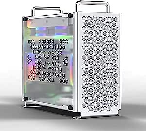 B2+ Mini-ITX PC Case, Micro Size Computer Case, Aluminum Desktop Chassis with Handles (Acrylic Side Panel)