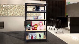 Storage Shelf Rack, 5-Shelf Shelving Unit with MDF Boards, Adjustable Shape, Bolt-Free Assembly, 386LBS Loading Capacity Per Shelf, Shelving Units and Storage for Kitchen and Garage, Black