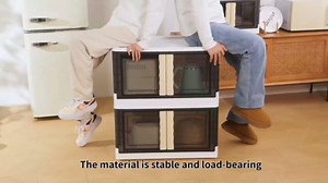 Stackable Storage Bins with Lids, 177 Quart Closet Organizers and Storage Plastic Collapsible Cabinet Containers with Doors and Wheels for Bedroom Toys Clothes 4-Pack