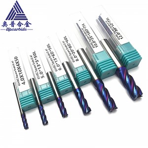 [Hot Item] 65HRC Milling Cutter Tools 4 Flutes Blue Nano Flatten Tungsten Carbide Endmill
