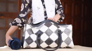 CHAYELL Cowhide Duffle Bag for Women & Men 21” - Pathwork Full Grain Hair-on Genuine Leather - Authentic Cowhide Weekender Bag with Strap Overnight Western Duffle Bag for Women - Flight-Ready Carry-On