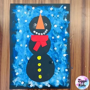 Tape Resist Silhouette Snowman craft❄️☃️❄️ | Zippi Kids Corner