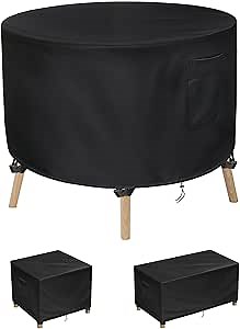 Round Coffee Table Cover, Outdoor Table Covers Waterproof, UV Resistant Outdoor Lawn Patio Furniture Covers, 26" DIA x 18" H