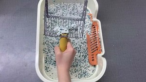 Metal Cat Litter Scoop with Holder, Heavy Duty Deep Sifter with Dual-Hole (10mm/5mm) for Pellets & Clay, Non-Stick (Blue)