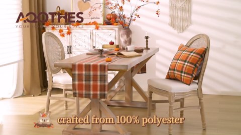 Plaid Fall Thanksgiving Table Runner, Autumn Holiday Rust Orange Table Runners 72 inches Long, Harvest Decorations Farmhouse Home Kitchen Dining Party Decor