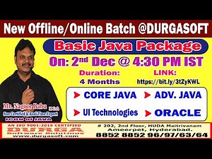 Basic Java Package Offline/Online Training @ DURGASOFT