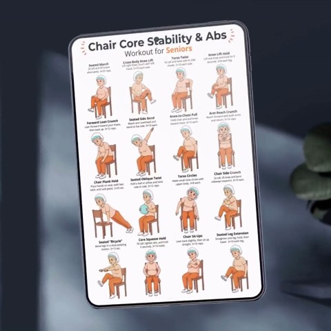 Chair Core & Abs Workout for Seniors Printable Poster, Seated Core Exercises Chart PDF, Gentle Low Impact Daily Chair Fitness for Elderly - Etsy