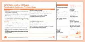 EYFS Maths Mastery 3D Shapes Planning and Continuous Provision Ideas
