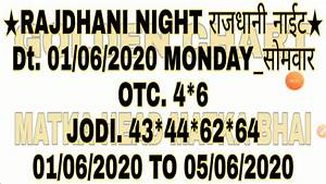 Rajdhani Night Matka Head Golden Chart Sattamatka 05 06 2020 To