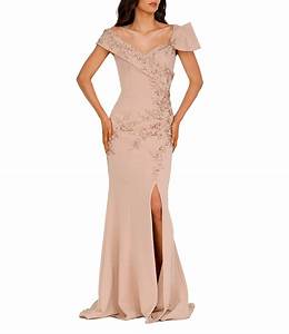 Terani Couture Beaded Off The Shoulder Sweetheart Neck Cap Sleeve Thigh