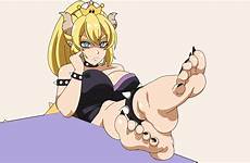 bowsette soles foot crossed nails toenails toes toenail angry crown barefeet