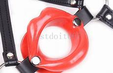 harness mouth gag lip leather open silicone faux rubber shape red restraint strap sissy r97 gift head sexy