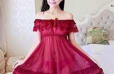 lingerie baby doll sexy lace sleepwear size plus erotic ladies transparent seductive babydolls nightgown use shoulder off chemises