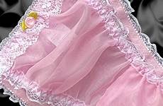 satin panties sissy nylon frilly sheer lace knickers rose trim briefs size