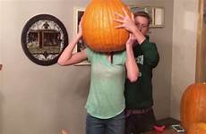 pumpkin head girl stuck gets halloween express carving life