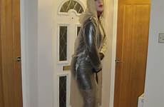 sissy transvestite shiny raincoat dresser
