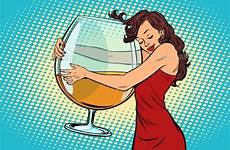 frau wein glas hugging bicchiere umarmt wijn graphicriver abbraccia alcohol koesteren martini oktoberfest bilder rogistok illustrationen vektoren